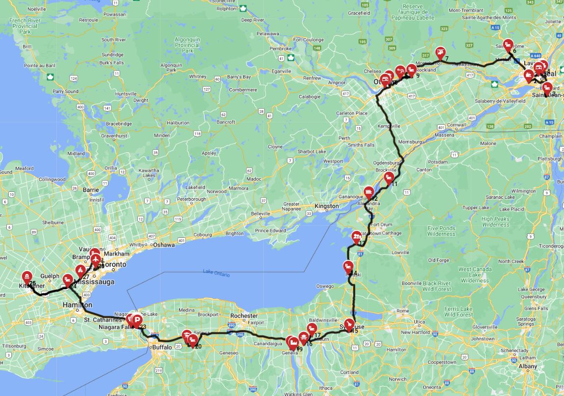 10 days RV trip from Montreal to Toronto